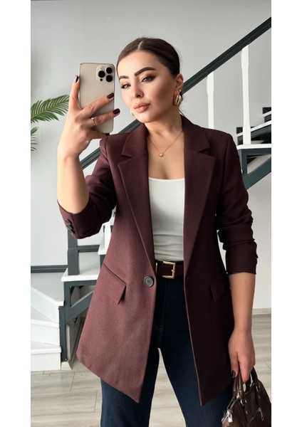 Acı Kahve Yün Effect Blazer Ceket fırsatları