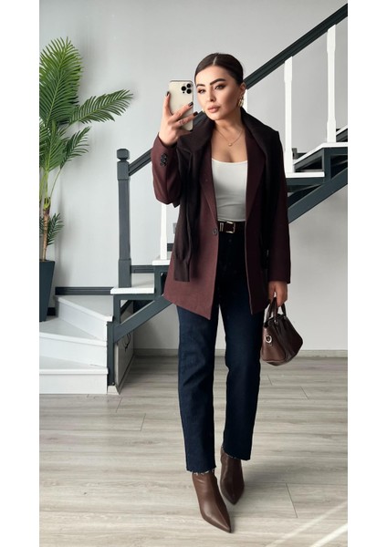 Acı Kahve Yün Effect Blazer Ceket indirimleri