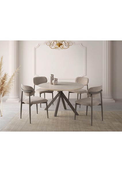 Nova Polo Yuvarlak Açılır Mutfak Masa Sandalye Takımı 70X120CM