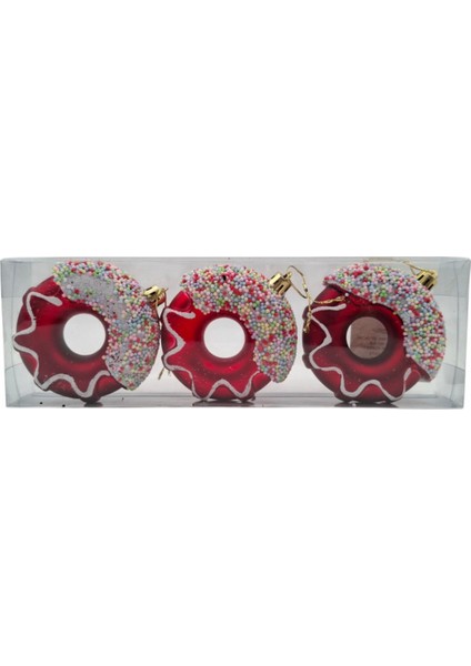 Yılbaşı Süsü 3' Lü 8 cm Donut Süs modelleri