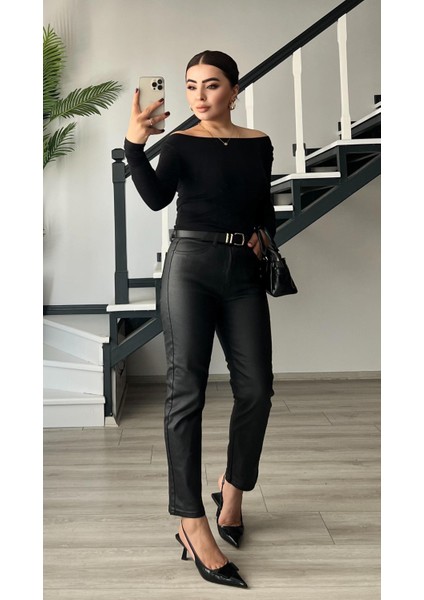 Siyah Mum Kaplama Mom Fit Jean indirimleri