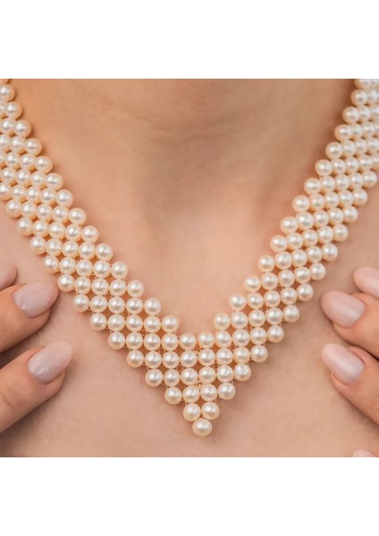 5 Sıralı V Örgü Inci Kolye fiyatları