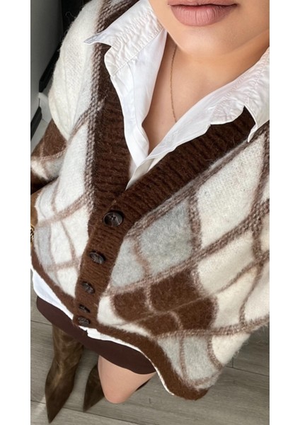 Acı Kahve Baklava Desen Şardonlu Hırka fiyatları