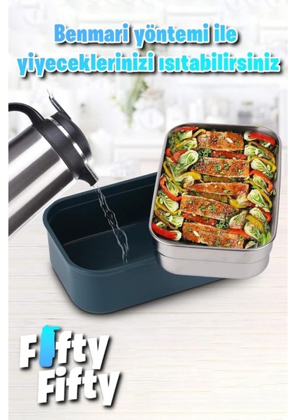 3 Bölmeli Çelik Saklama Kabı 1600 ml BL2221-2