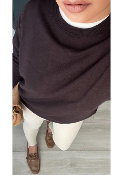 Acı Kahve Bisiklet Yaka Yünlü Basic Kazak fiyatları