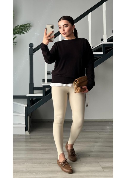 Acı Kahve Bisiklet Yaka Yünlü Basic Kazak modelleri