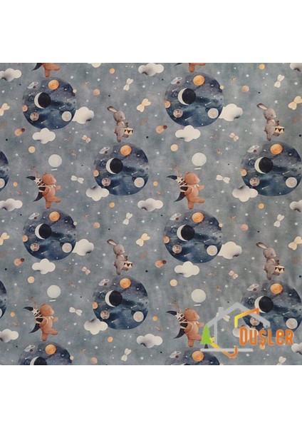 Uzayda Ayıcık Desenli, Çocuk ve Bebek Için, Su ve Leke Itici Panama Keteni Küçükçalık Premier Duck Kumaş Bezi 100X180 modelleri