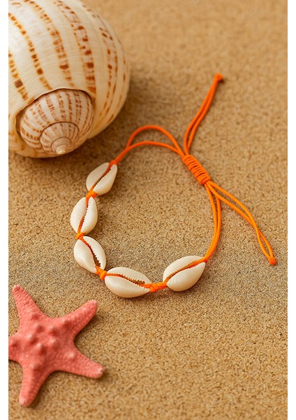 Doğal Deniz Kabuğu Figürlü Ayarlanabilir Makrome Bileklik modelleri