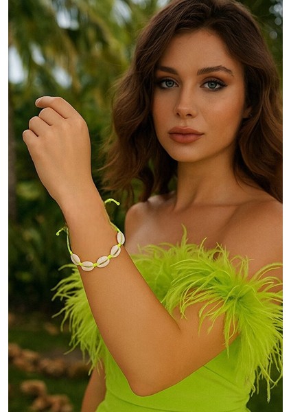 Doğal Deniz Kabuğu Figürlü Ayarlanabilir Makrome Bileklik indirimleri