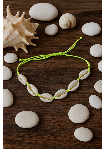 Doğal Deniz Kabuğu Figürlü Ayarlanabilir Makrome Bileklik