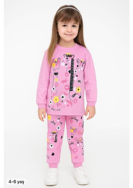 Pudra Pembe Zürafa 4-6 Yaş Çocuk Alt Üst Takım