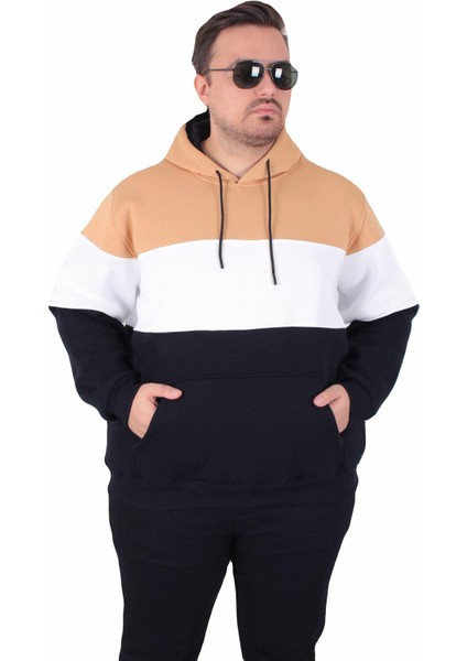 Mocgrande Büyük Beden Kapüşonlu 3ip Sweat Mg 25725 Taba