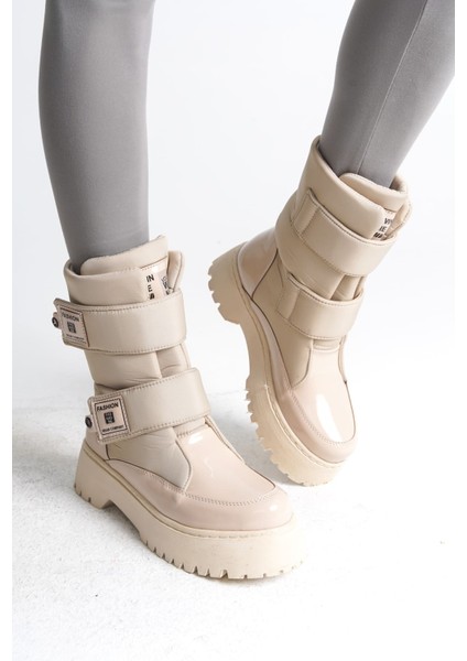 Elısa Cırt Cırtlı Paraşüt Kumaş Rugan Kadın Bot Rkt - Krem