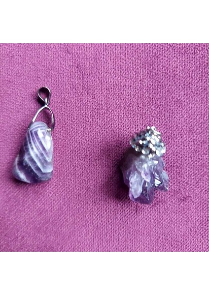 Ametist Taşlı Kolye Ucu 2li