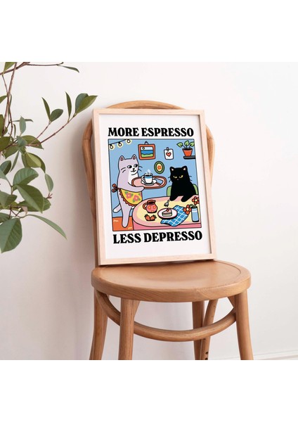 Daha Fazla Espresso Daha Az Depresso Siyah Kedi Duvar Baskısı, Kahve Kedi Posteri, Mutfak Sanatı, El Yapımı Kedi Kahve Posteri modelleri