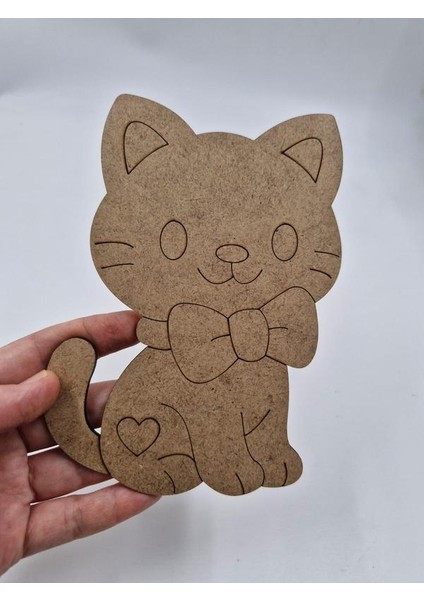 10 Adet Sevimli Papyonlu Kedi Ahşap Boyama Okul Diy Etkinlik Aktivite Sanat 15 cm x 12 cm fiyatları
