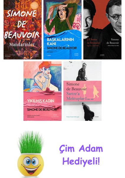 Simone De Beauvoir 5 Kitap Seti + Çim Adam Hediye
