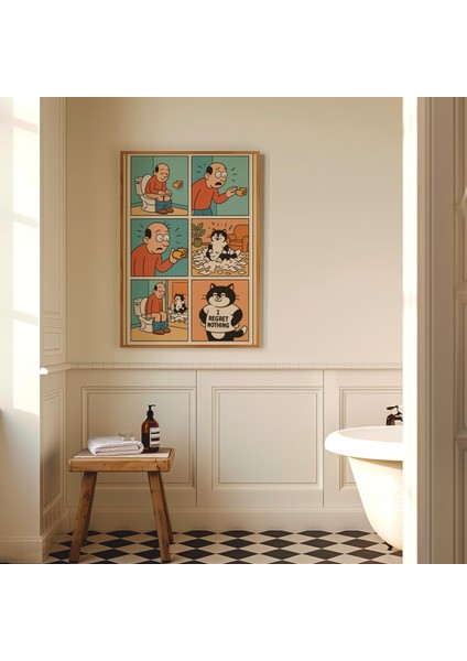 Komik Banyo Karikatürü Duvar Sanatı, Kedi Tuvalet Kağıdı Mizah Posteri, Ilginç Tuvalet Tabelası fırsatları
