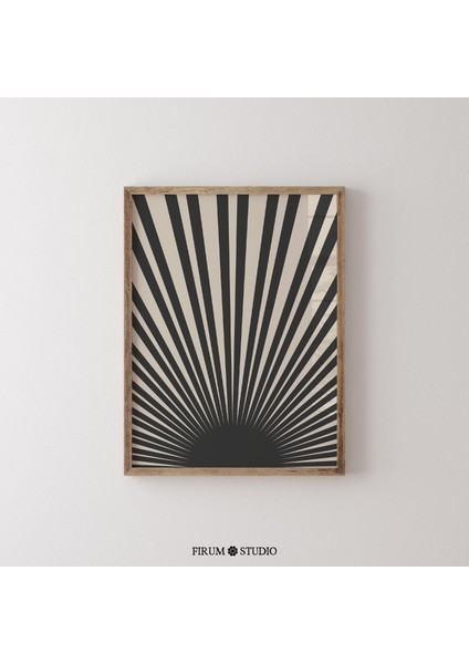 Orta Yüzyıl Modern Bej ve Siyah Güneş Patlaması Sanat Posteri, Modern Minimalist Güneş Oturma Odası Duvar Dekoru | fiyatları