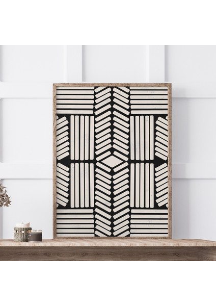 Siyah Bej, Geometrik Duvar Sanatı, Minimalist Çizgi Sanatı, Büyük Duvar Sanatı