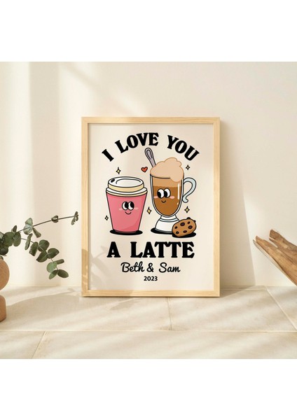 Özel Romantik Kahve Baskısı, Kişiselleştirilmiş Sevgililer Günü Illüstrasyonu