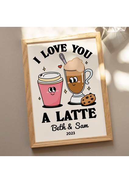 Özel Romantik Kahve Baskısı, Kişiselleştirilmiş Sevgililer Günü Illüstrasyonu modelleri