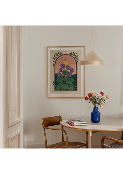 Mor Menekşe Çiçek Duvar Sanatı, Iskandinav Botanik, Çiçek Halk Sanatı, Bohem Duvar Sanatı fırsatları