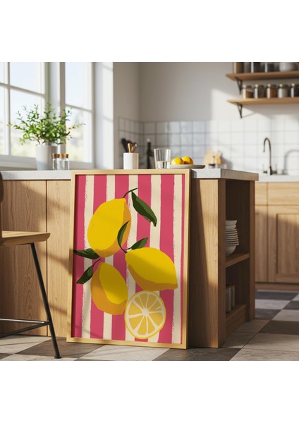 Limonlar ve Pembe Çizgili Mutfak Sanatı ( ) fırsatları