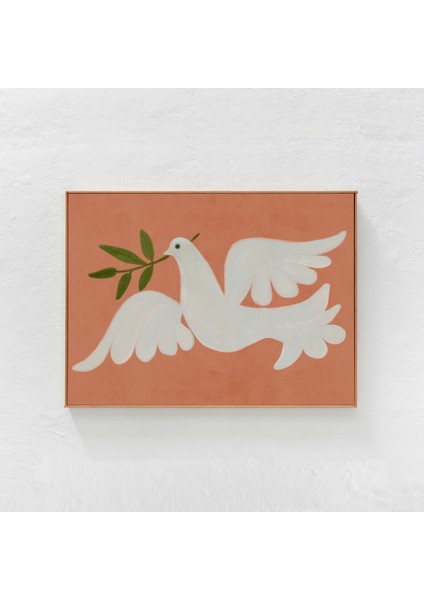 Güvercin Sanatı, Poster: Duvar Sanatı. Pastel Turuncu Iskandinav Bohem Dekorunda Büyük