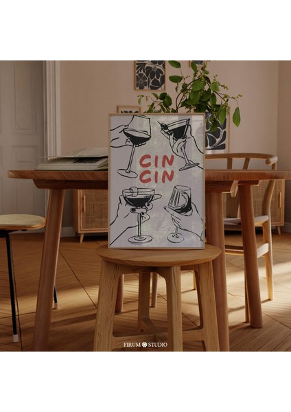 Cin Cin Bar Arabası Sanatı, Kokteyl Sever Sanat Posteri