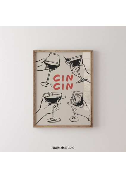 Cin Cin Bar Arabası Sanatı, Kokteyl Sever Sanat Posteri fiyatları