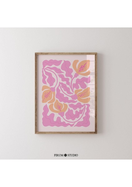 Pastel Pembe ve Şeftali Soyut Botanik Sanat Poster fiyatları