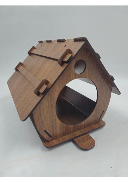Ahşap Kuş Evi Ceviz Desenli Mdf 22 cm x 20 cm x 20 cm