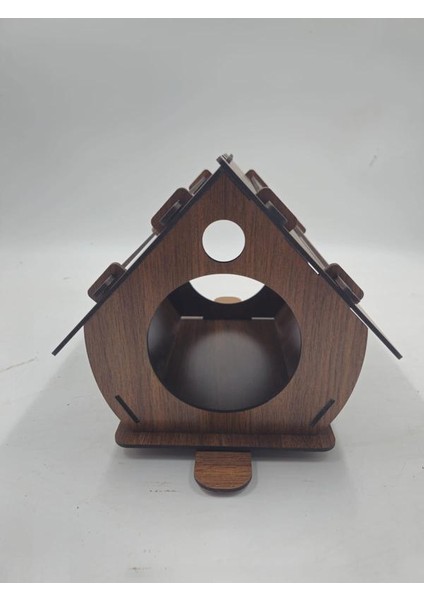 Ahşap Kuş Evi Ceviz Desenli Mdf 22 cm x 20 cm x 20 cm