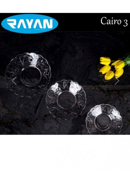 6'lı Cam Tabak Güneş Yıldız Gül 3 Model ROYALEKS-G-405