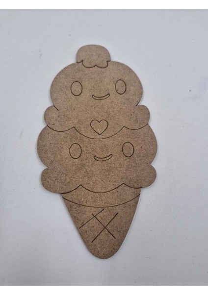20 Adet Sevimli Külah Dondurma Ahşap Boyama Okul Diy Etkinlik Aktivite Sanat 15 cm x 8 cm (Kopya)