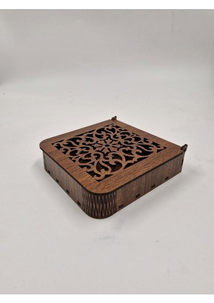 Ahşap Dekoratif Kutu 12 cm x 12 cm x 3 cm No3