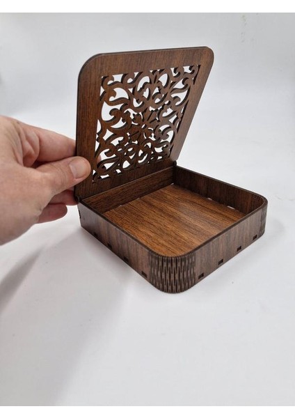Ahşap Dekoratif Kutu 12 cm x 12 cm x 3 cm No3 indirimleri