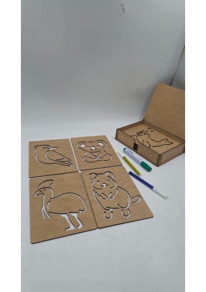 Ahşap Montessori Çizim Seti Avusturalya Havyanları Kutulu 14 Adet fırsatları