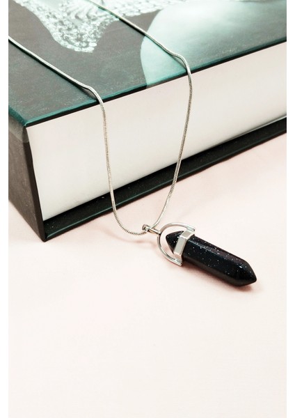 Siyah Yıldız Taşı Doğal Taşı Zincirli El Yapımı Tasarımlı Kolye Uç: 3,5 cm Zincir: 20 cm Kutulu modelleri