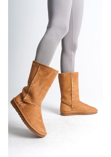 Freya Bağcıksız Düz Taban Içi Kürklü Süet Kadın Bot Stt - Taba modelleri