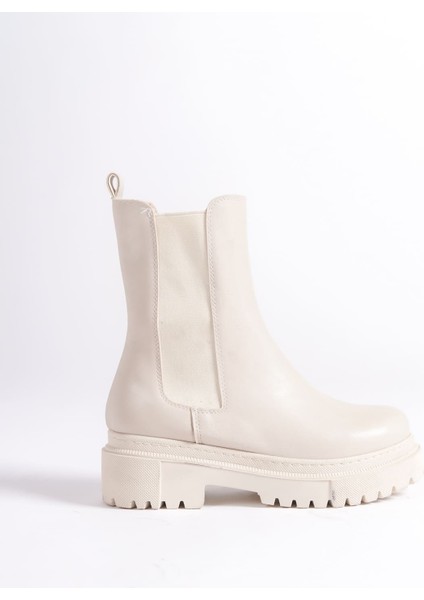 Lora Bağcıksız Lastikli Ortopedik Taban Kadın Bot Ckt - Krem