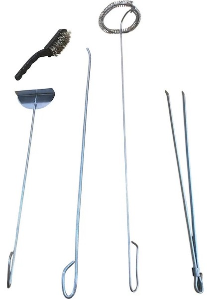 Şömine Seti; Gelberi, Fırça, Maşa, Karıştırıcı, Harbi Soba Temizleme Demiri 5'li Set
