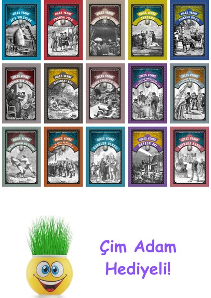 Jules Verne 15 Kitap Seti + Çim Adam Hediye