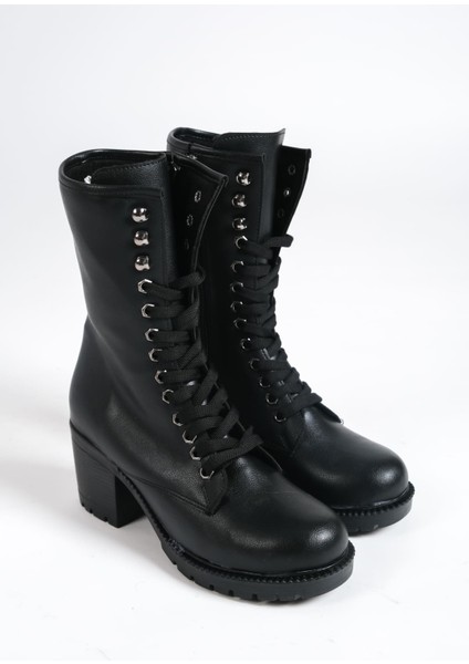 Alda Bağcıklı Ortopedik Taban Kadın Çizme Cst - Siyah fırsatları