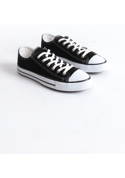 JY0422 Luke Bağcıklı Keten Kumaş Erkek Günlük Sneaker Ayakkabı Kbt - Siyah fırsatları