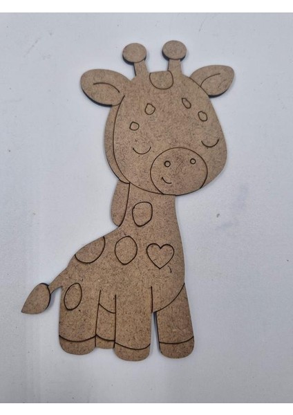 1 Adet Sevimli Zürafa Ahşap Boyama Okul Diy Etkinlik Aktivite Sanat 15 cm x 9 cm