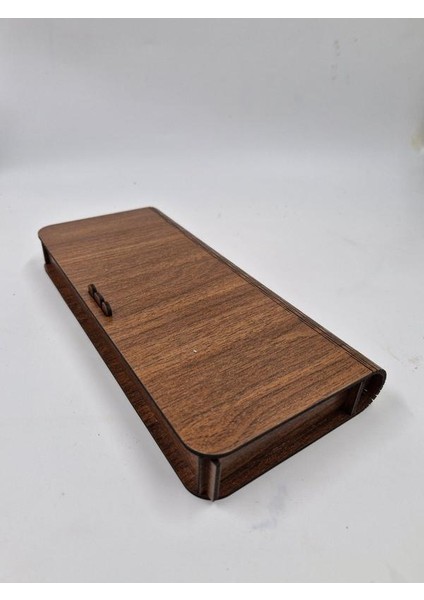 Ahşap Dekoratif Organizer Kutu Ceviz 27 cm x 13 cm x 4 cm