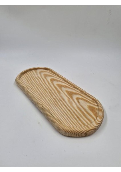 Ahşap Dekoratif Oval Sunum Tepsi 24 cm x 11 cm