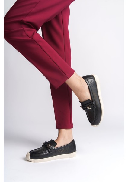 Lızy Bağcıksız Ortopedik Rahat Taban Çiçek Desenli Kadın Babet Ayakkabı Ckt - Siyah fiyatları